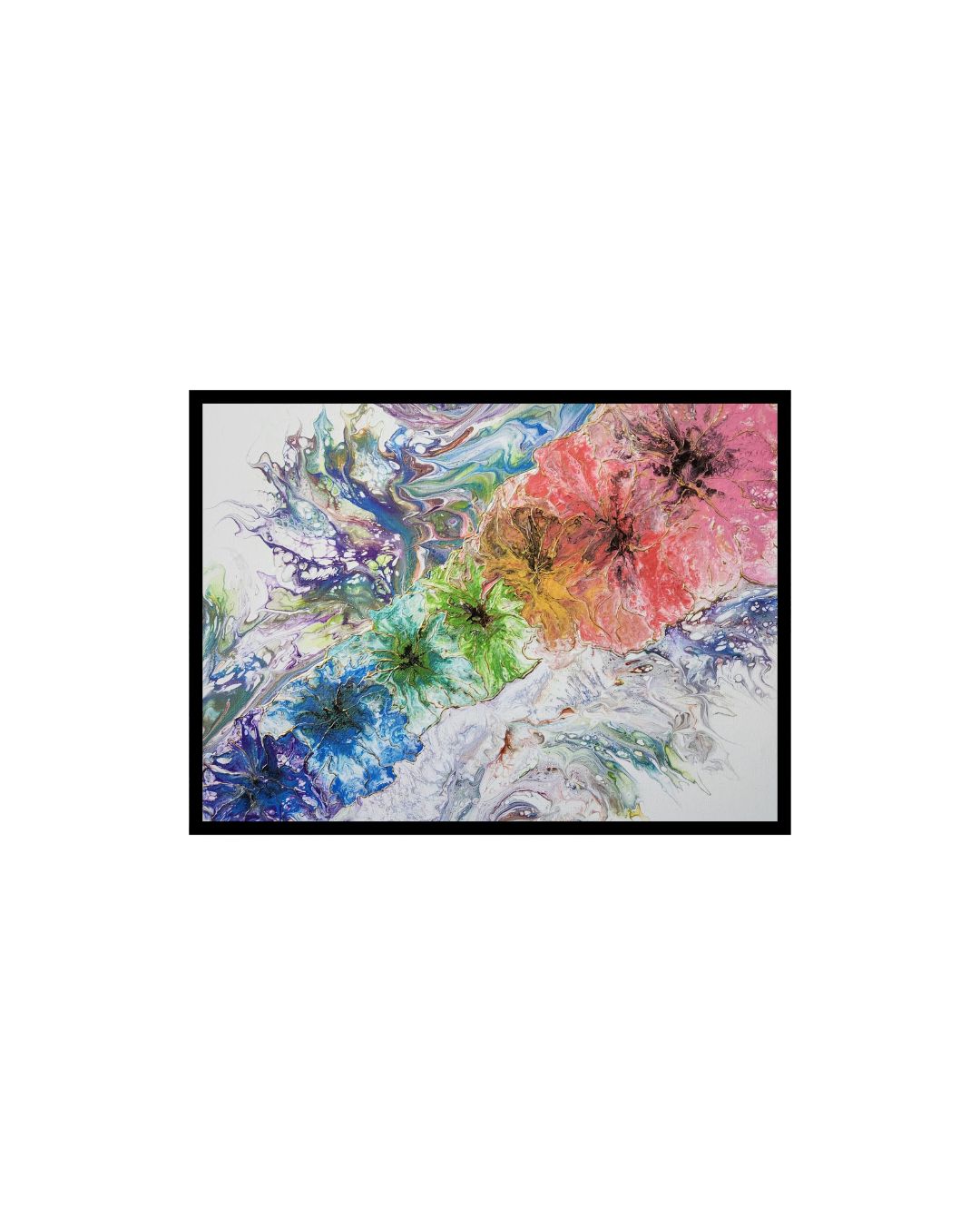 Floral Splash - 18 x 24" Original | Rainbow Flowers with Gold Leaf