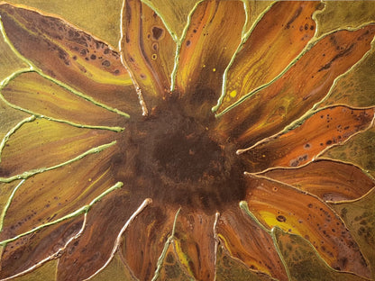 Harvest Glow - 12 x 16" Original | Golden Floral Fluid Art