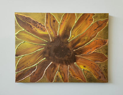 Harvest Glow - 12 x 16" Original | Golden Floral Fluid Art