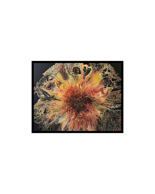 House of the Rising Sunflower - 11 x 14" Original | Fiery Sunflower Fluid Art