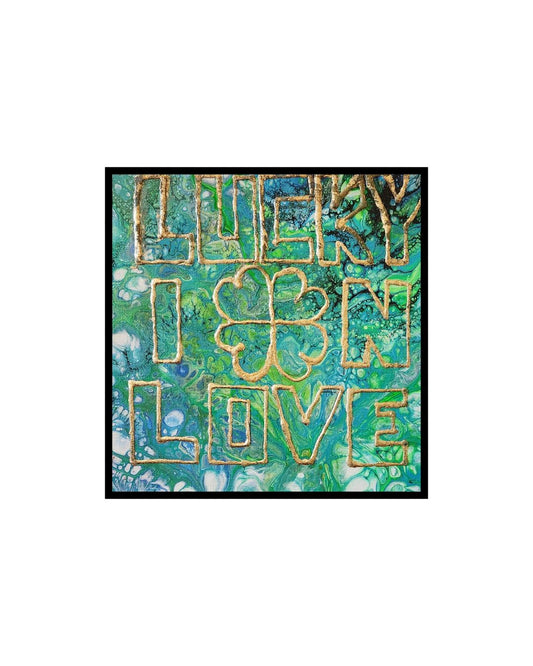 Lucky in Love - 8 x 8" Original | Metallic Gold Leaf Art