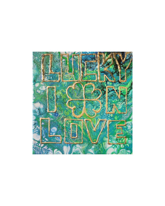 Lucky in Love - 8 x 8" Original | Metallic Gold Leaf Art