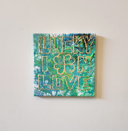 Lucky in Love - 8 x 8" Original | Metallic Gold Leaf Art