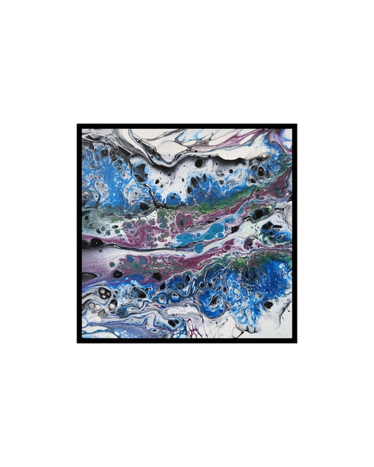 Luminous Tides - 8 x 8" Original | Metallic Blue Fluid Art