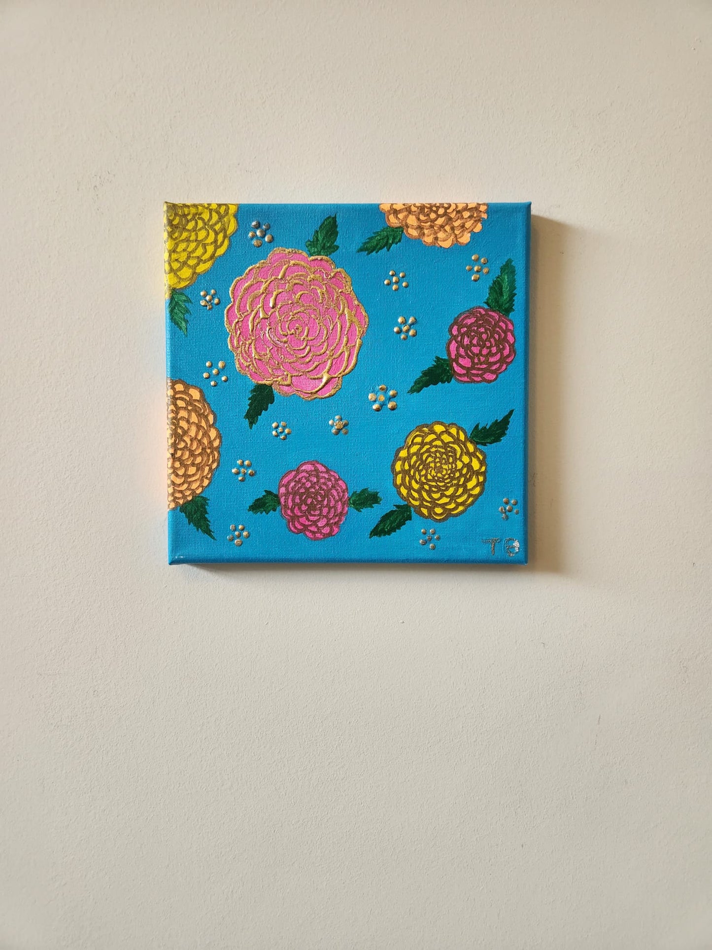 Marvelous Marigolds - 8 x 8" Original | Golden Marigold Art
