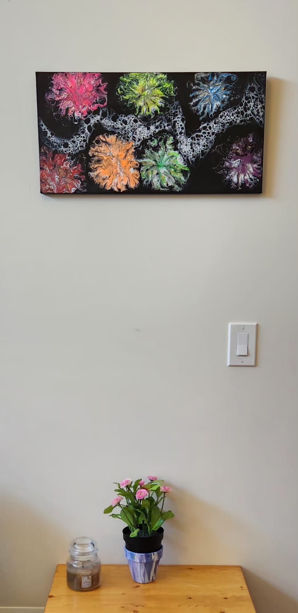 Midnight Fireworks - 12 x 24" Original | Neon Glow Fluid Art