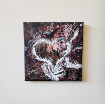 Nothing But Bones - 8 x 8" Original | Soul-Deep Love Fluid Art