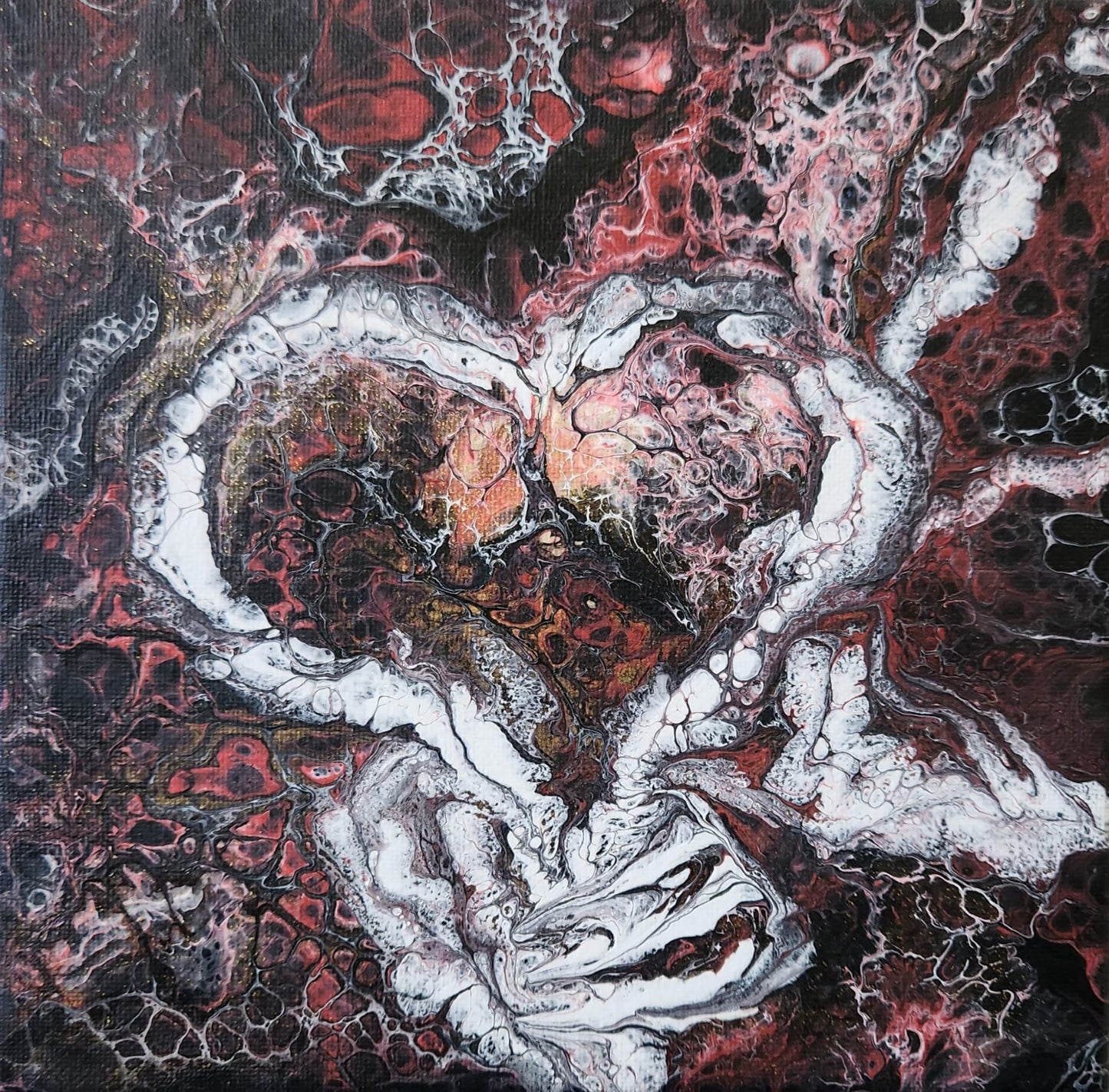 Nothing But Bones - 8 x 8" Original | Soul-Deep Love Fluid Art