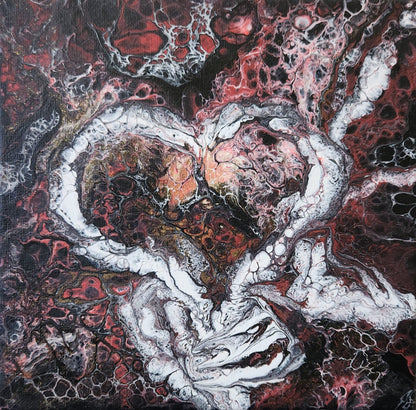 Nothing But Bones - 8 x 8" Original | Soul-Deep Love Fluid Art