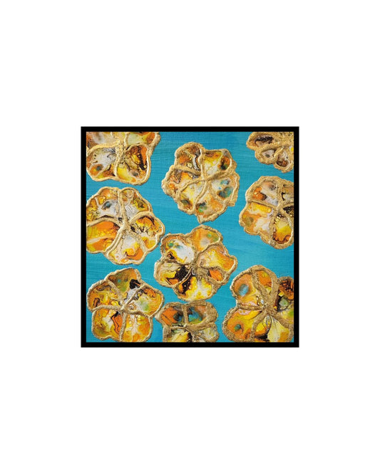 Orange Pansies - 8 x 8" Original | Metallic Gold Leaf Floral Art