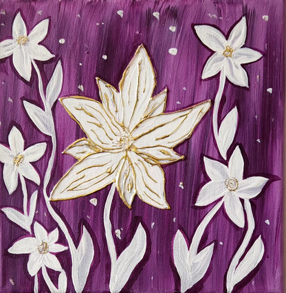 Pretty Things - 8 x 8" Original | Golden Floral Reminder Art