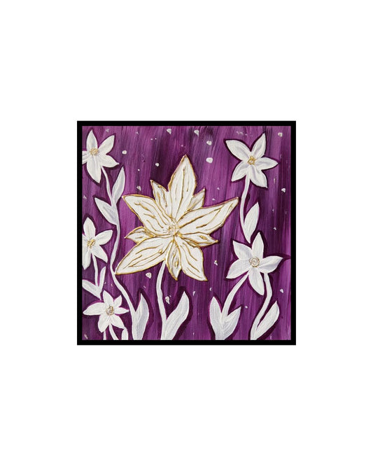 Pretty Things - 8 x 8" Original | Golden Floral Reminder Art
