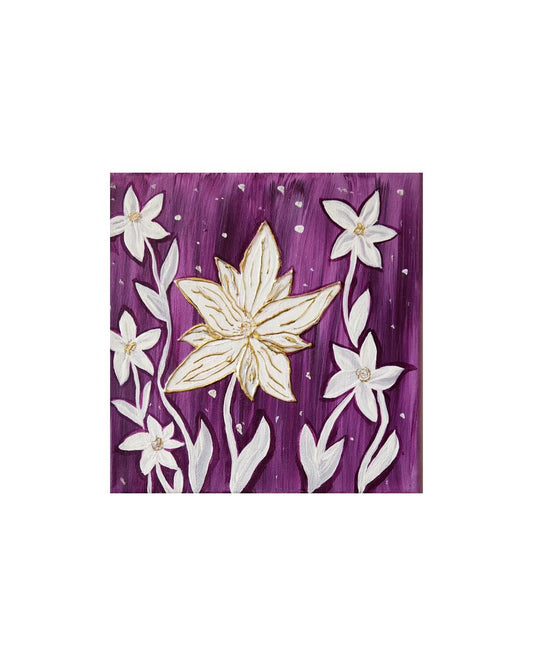 Pretty Things - 8 x 8" Original | Golden Floral Reminder Art