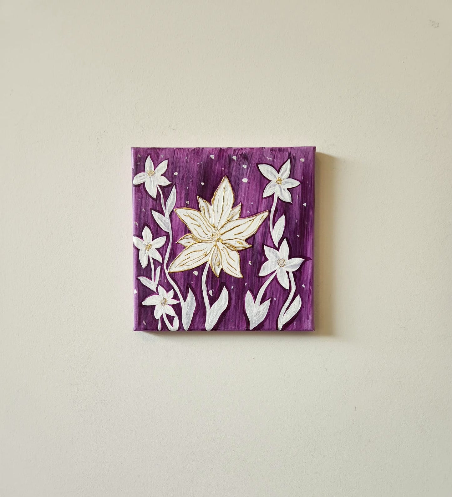Pretty Things - 8 x 8" Original | Golden Floral Reminder Art