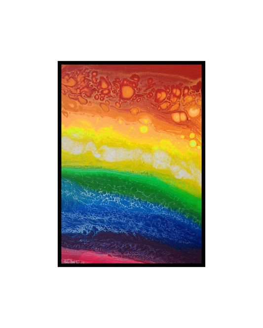 Rainbow Horizon - 12 x 16" Original | Vibrant Rainbow Fluid Art