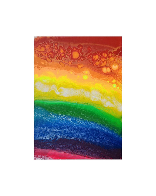 Rainbow Horizon - 12 x 16" Original | Vibrant Rainbow Fluid Art