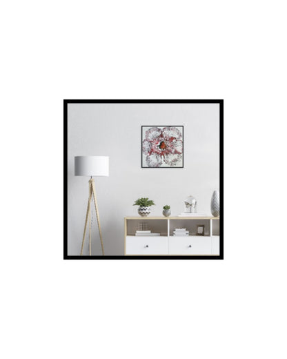 Rebellious Fire Blossom – 20x20" Original | Red and White Flower