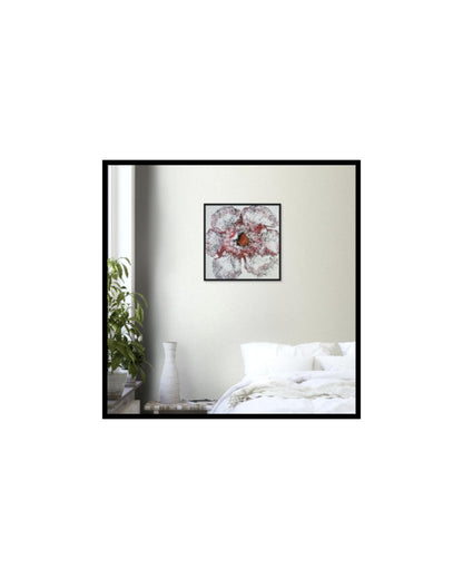 Rebellious Fire Blossom – 20x20" Original | Red and White Flower