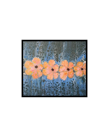 Riverside Blooms - 20 x 24" Original | Golden Floral Fluid Art