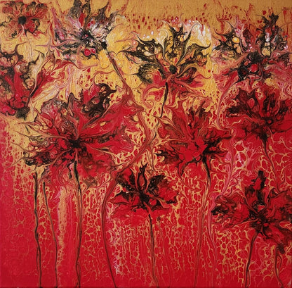 Sifu's Dynasty - 12 x 12" Original | Red & Gold Asian Tribute Art