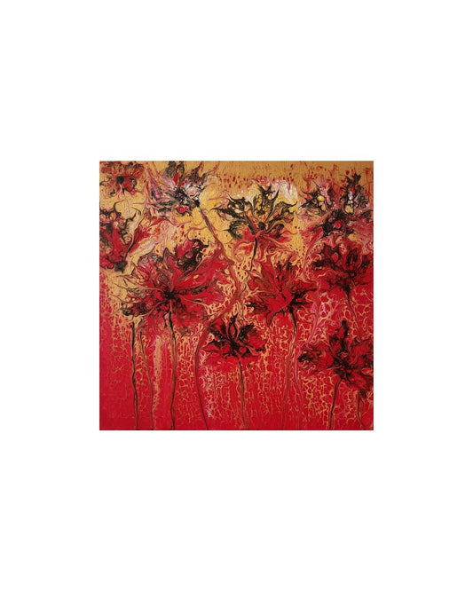 Sifu's Dynasty - 12 x 12" Original | Red & Gold Asian Tribute Art