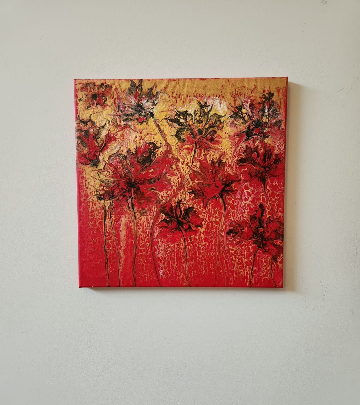 Sifu's Dynasty - 12 x 12" Original | Red & Gold Asian Tribute Art