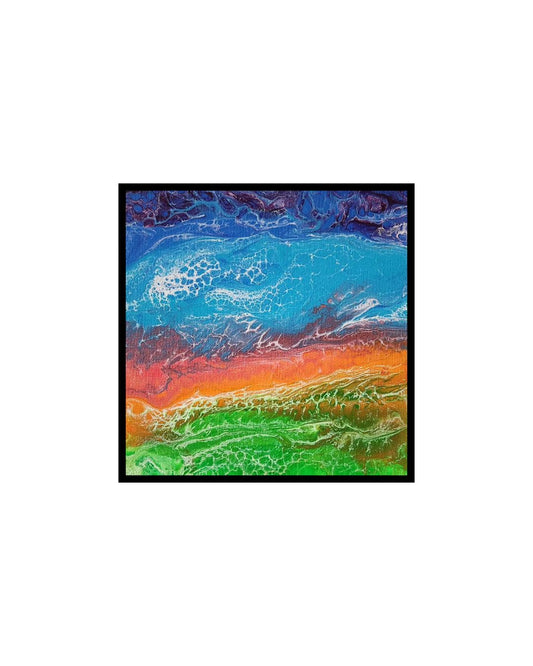 Soaring Sunscape - 8 x 8" Original | Vibrant Fluid Art Landscape
