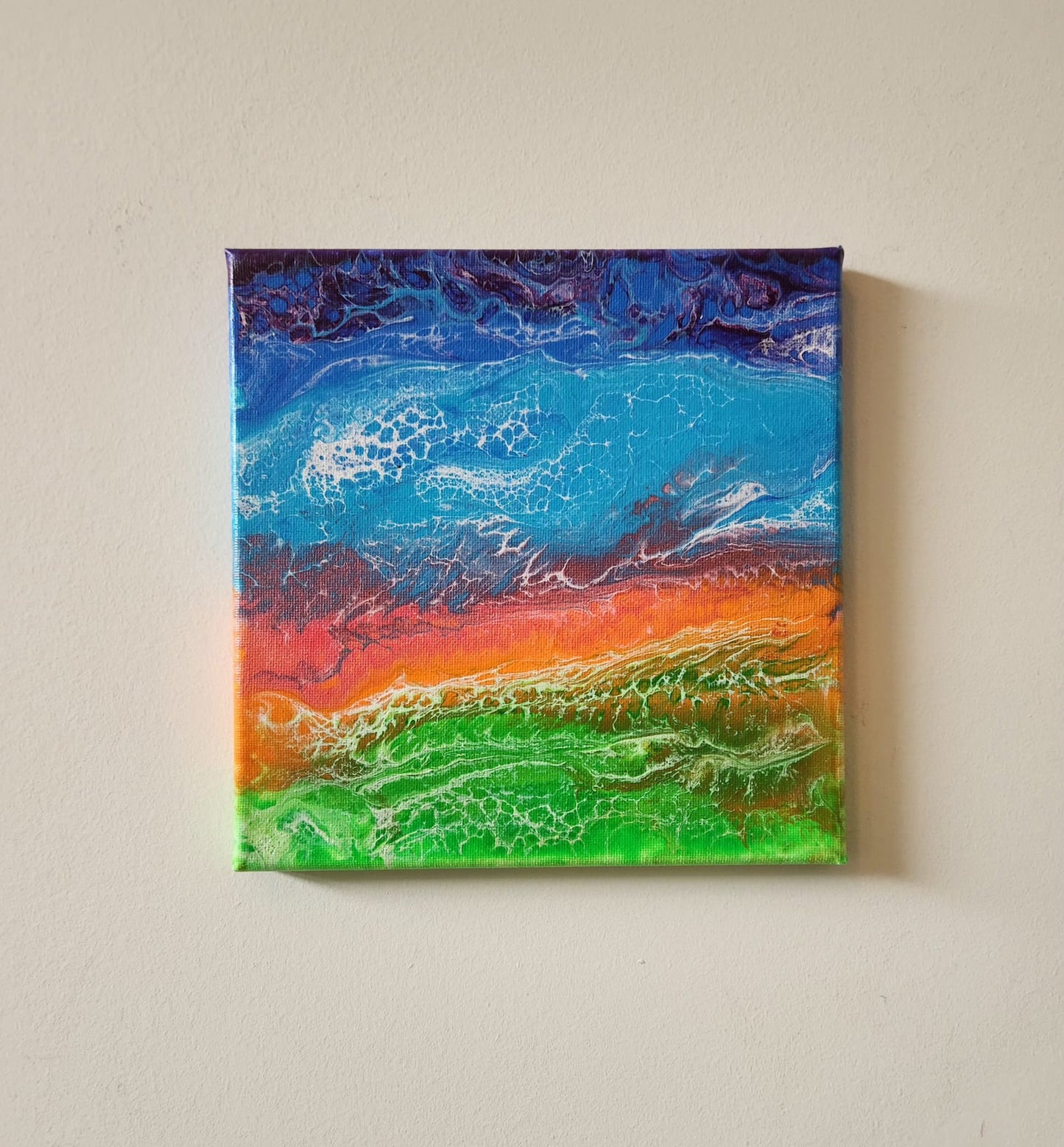 Soaring Sunscape - 8 x 8" Original | Vibrant Fluid Art Landscape