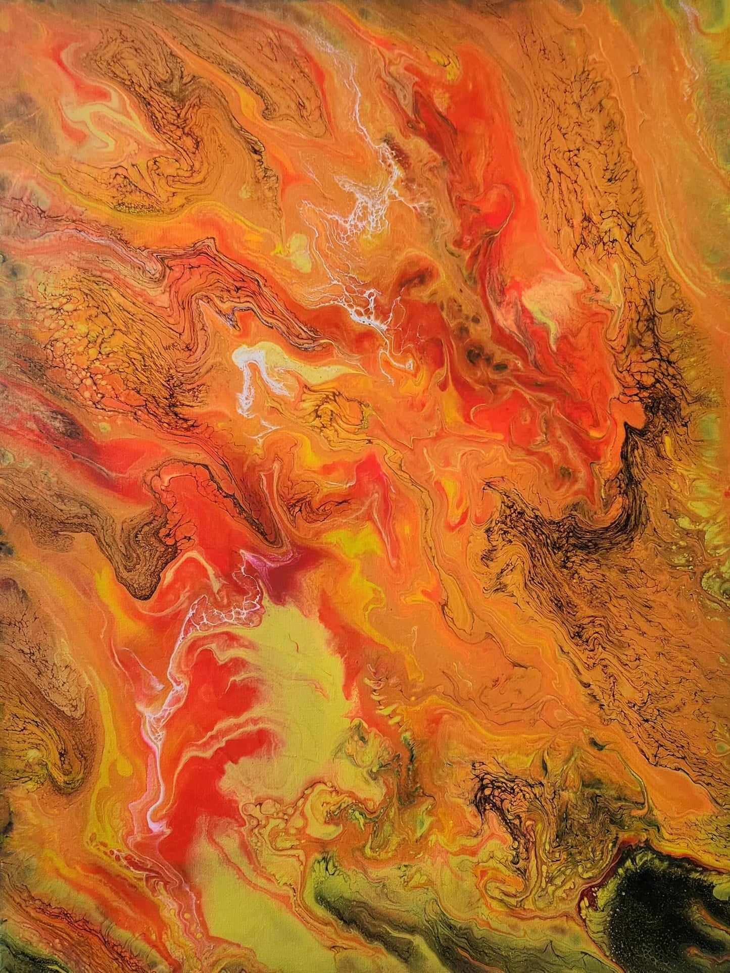Solar Surge - 18 x 24" Original | Fiery Fluid Art
