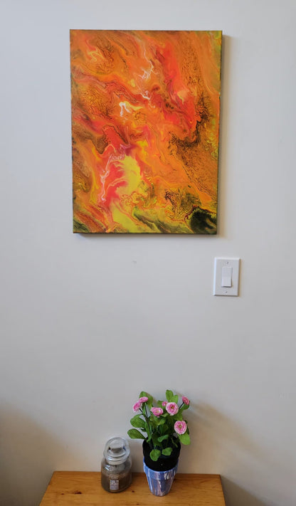 Solar Surge - 18 x 24" Original | Fiery Fluid Art