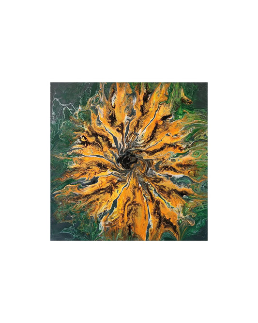 Spirit of the Tiger Lily - 14 x 14" Original | Vibrant Tiger Lily Fluid Art