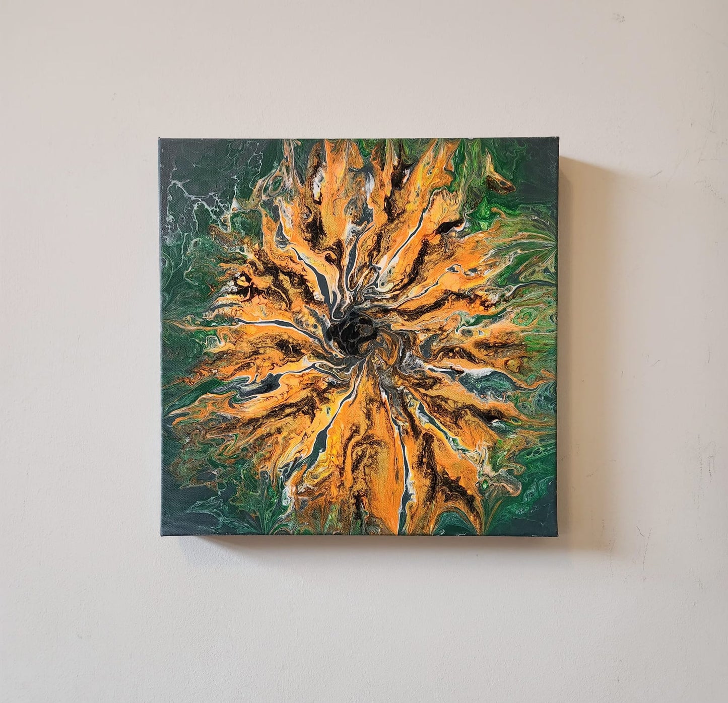 Spirit of the Tiger Lily - 14 x 14" Original | Vibrant Tiger Lily Fluid Art