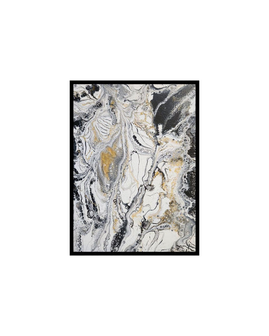 Splash of Elegance - 18 x 24" Original | Metallic Silver & Gold Abstract Art