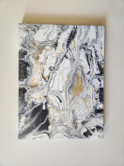 Splash of Elegance - 18 x 24" Original | Metallic Silver & Gold Abstract Art