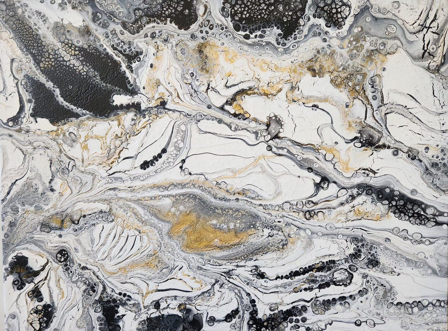 Splash of Elegance - 18 x 24" Original | Metallic Silver & Gold Abstract Art