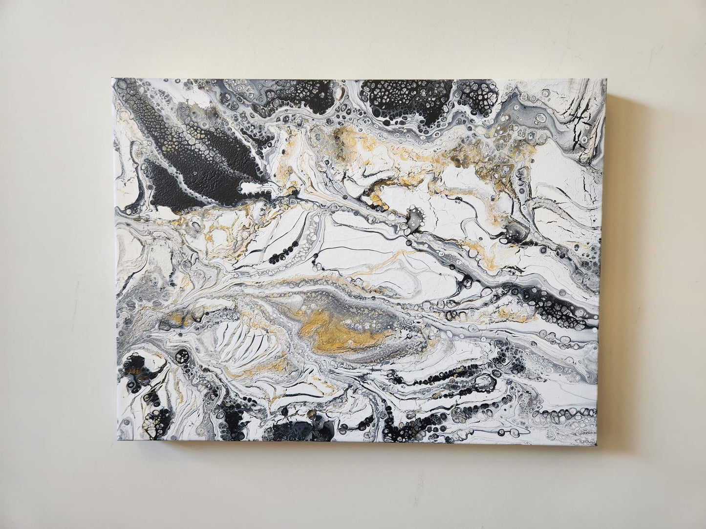 Splash of Elegance - 18 x 24" Original | Metallic Silver & Gold Abstract Art