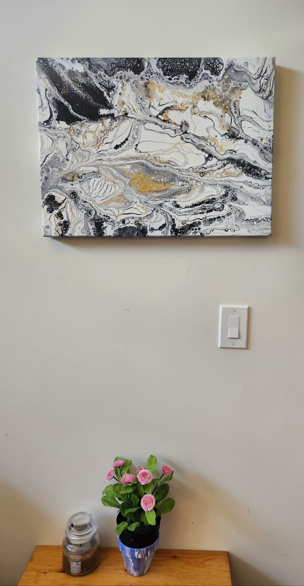 Splash of Elegance - 18 x 24" Original | Metallic Silver & Gold Abstract Art
