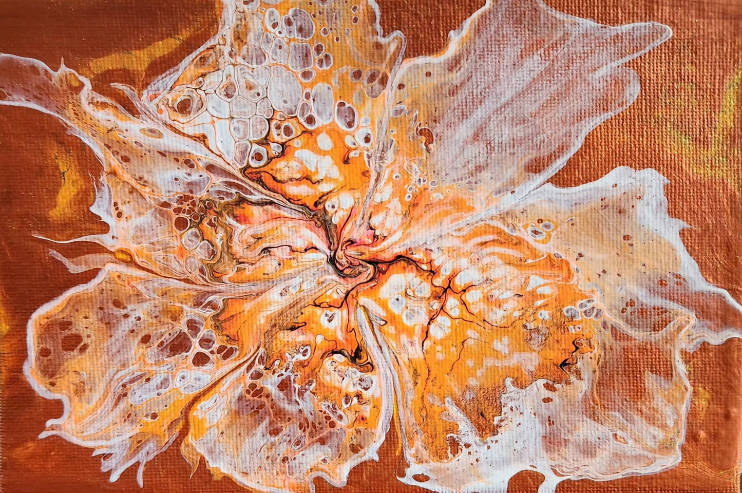 Steampunk Corsage - 5 x 7" Original | Metallic Floral Art