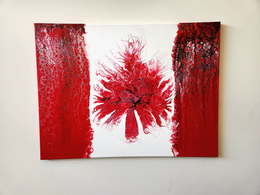 Strong and Free - 18 x 24" Original | Canadian Flag Fluid Art