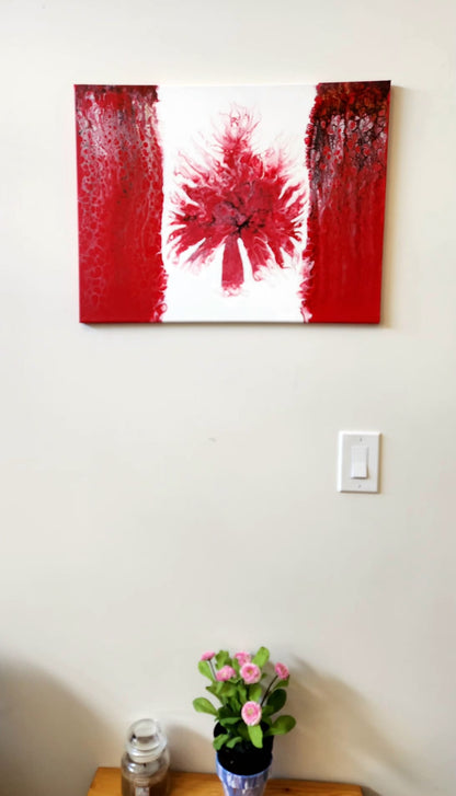 Strong and Free - 18 x 24" Original | Canadian Flag Fluid Art