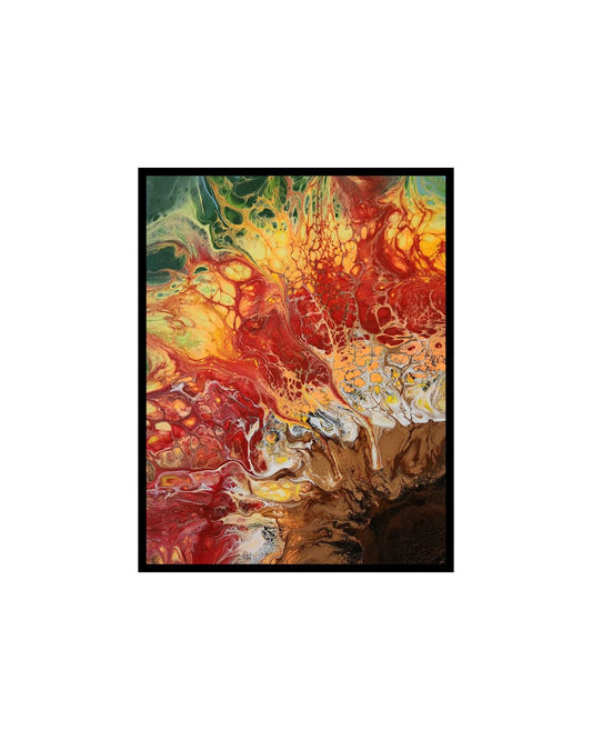 The Blazing Sun of Summer - 11 x 14" Original | Fiery Summer Fluid Art