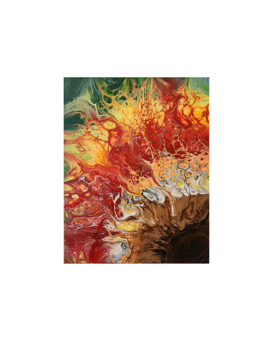 The Blazing Sun of Summer - 11 x 14" Original | Fiery Summer Fluid Art