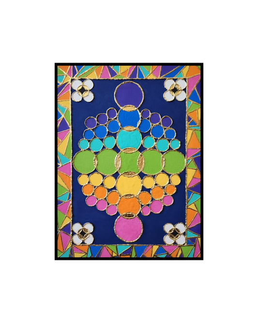 The Energy of Unity - 18 x 24" Original | Vibrant Mosaic Fluid Art with Gold Leaf
