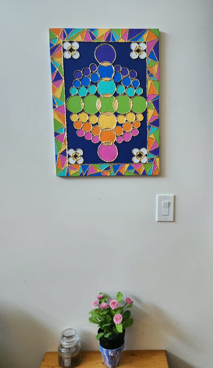 The Energy of Unity - 18 x 24" Original | Vibrant Mosaic Fluid Art with Gold Leaf