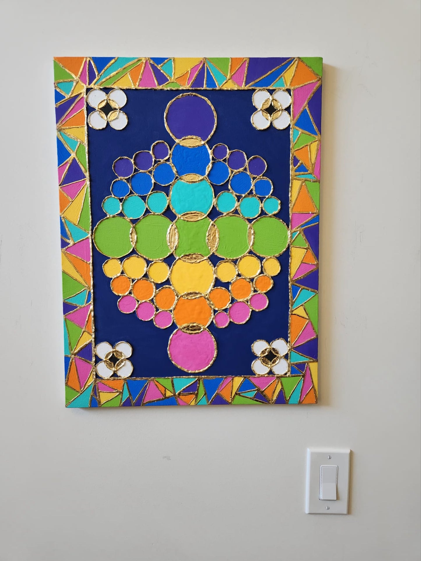 The Energy of Unity - 18 x 24" Original | Vibrant Mosaic Fluid Art with Gold Leaf