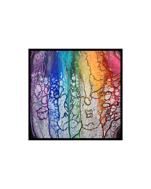 Hidden Faces of the Rainbow - 14 x 14" Original | Multi-coloured Metallic Gold Leaf Art