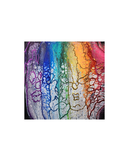 Hidden Faces of the Rainbow - 14 x 14" Original | Multi-coloured Metallic Gold Leaf Art