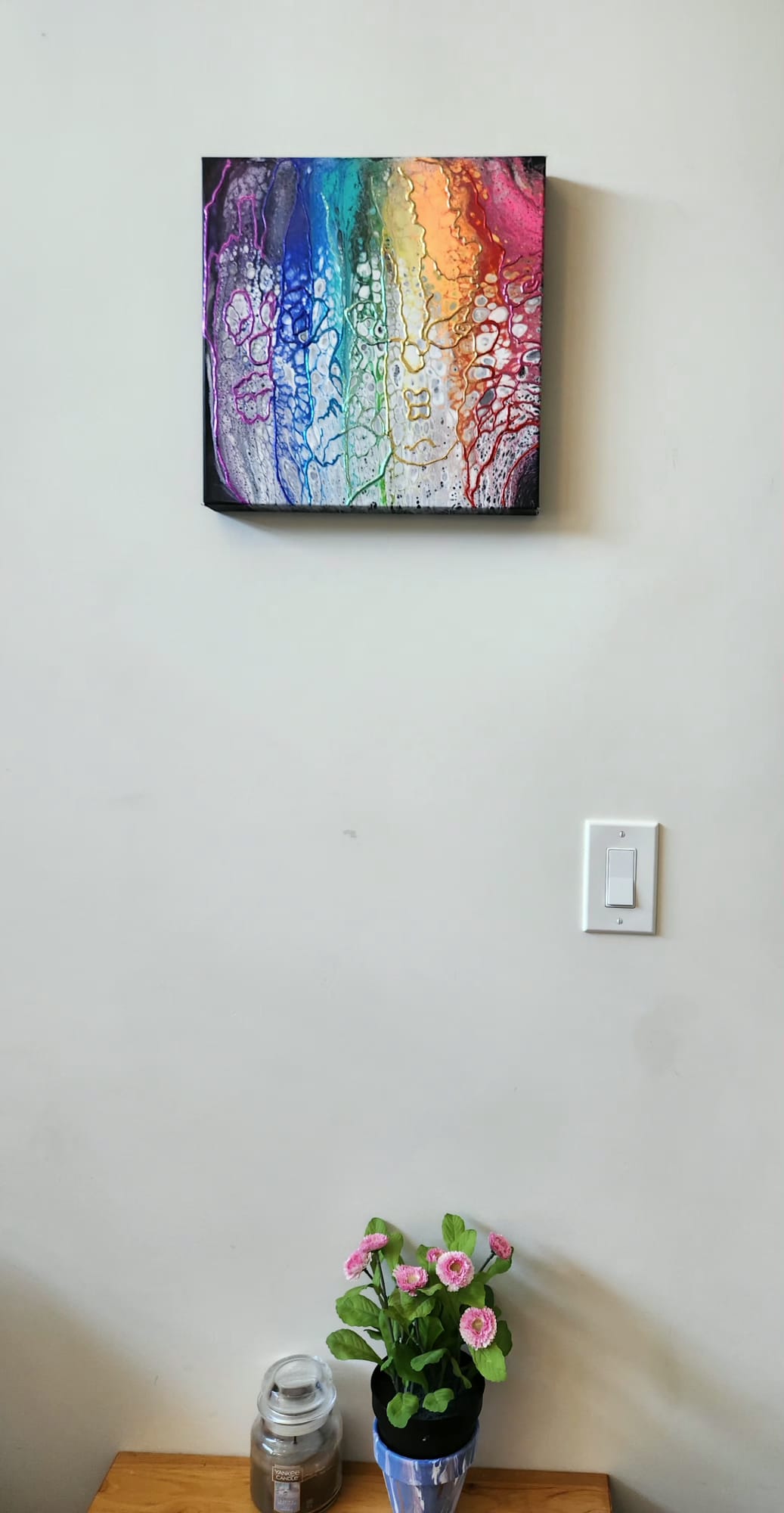 Hidden Faces of the Rainbow - 14 x 14" Original | Multi-coloured Metallic Gold Leaf Art