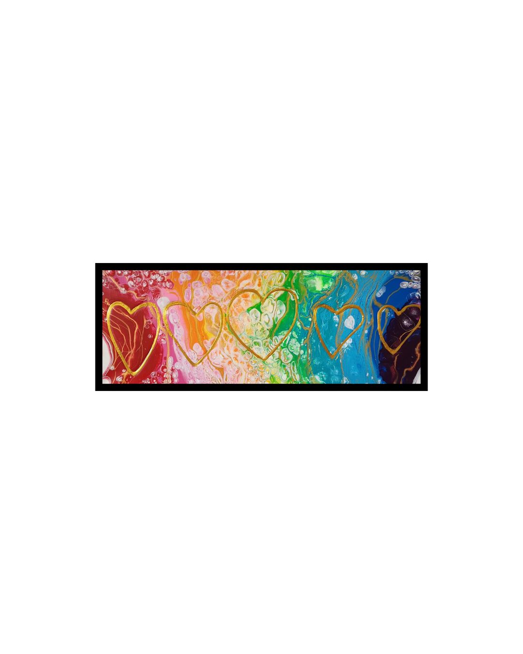 The Hope and Joy of Love - 10 x 20" Original | Rainbow Heart Fluid Art