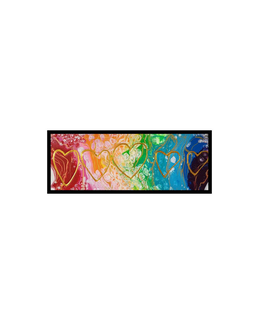 The Hope and Joy of Love - 8 x 20" Original | Rainbow Heart Fluid Art